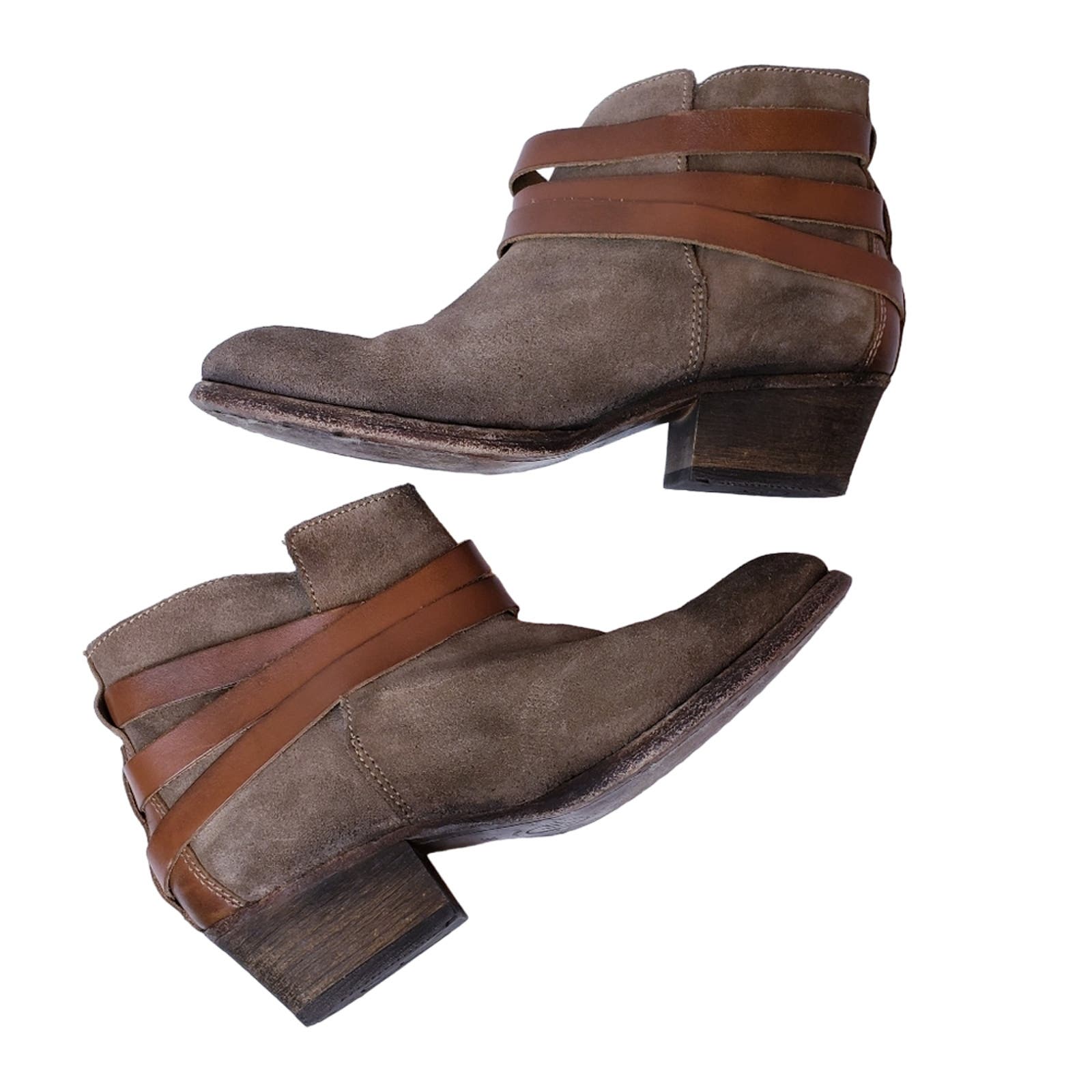 Hudson London Size Eu 38 Horrigan Suede Leather Straps Booties Made In Portugal — image 4 of 8